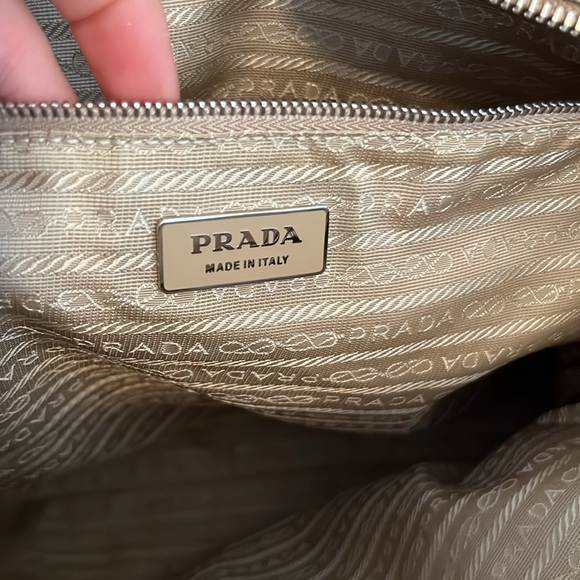 Authentic PRADA Vintage Canvas Leather Nappa Shoulder Tote Bag Beige Leather - Picture 5 of 10